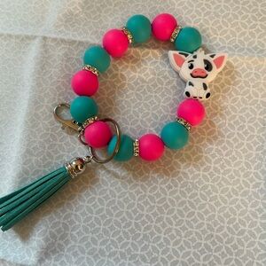 Silicone bead keychain wristlet